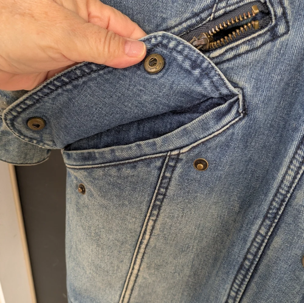 Rare Free People Rendered Denim Sherpa Jacket/Coat- Small ( Oversized) - Picture 10 of 12